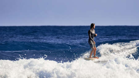Professional surfer on the wave. Water sports activities. Atlantic Ocean Dominican Republic. 29.12.2016のeditorial素材