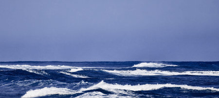 Blue wave, Clear water and spray on the Atlantic ocean.