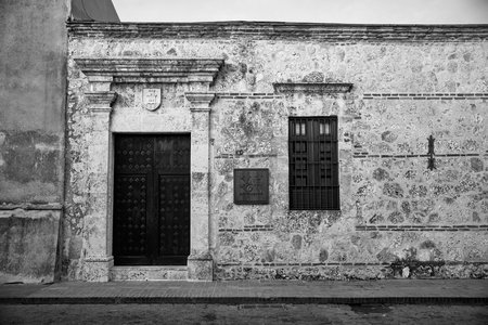 Colonial Architecture Detail. Typical colonial style in Santo Domingo, Dominican Republic. 12/27/2016.のeditorial素材