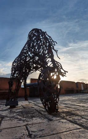 Sculpture of a horse. Modern art. Santo Domingo, Dominican Republic. 12/27/2016.のeditorial素材