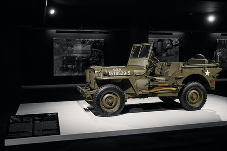 Willys MB 1944. US Army Truck. All terrain vehicle of the Second world war. Retro car on exhibition. Classic Car exhibition - Heydar Aliyev Center, Baku, Azerbaijan - 26,04,2017のeditorial素材