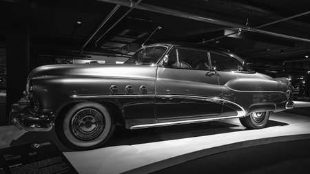 Buick Super Riviera 1952. Retro car on exhibition. Classic Car exhibition - Heydar Aliyev Center, Baku, Azerbaijan - 26,04,2017のeditorial素材