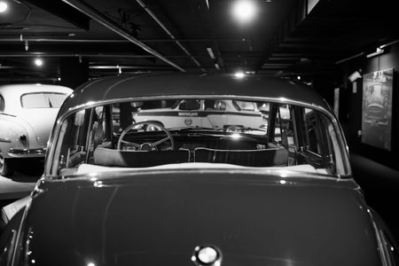BMW 502 German luxury saloon car. The most exclusive BMW car in the post-war period. Retro car on exhibition. Classic Car exhibition - Heydar Aliyev Center, Baku, Azerbaijan - 26,04,2017のeditorial素材