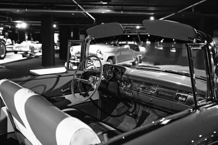 Chevrolet Bel Air. American full-size car produced by the Chevrolet division of General Motors Corporation. Retro car. Classic Car exhibition - Heydar Aliyev Center, Baku, Azerbaijan 26,04,2017のeditorial素材