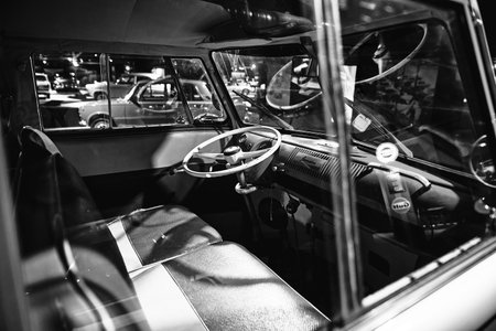 Classic Volkswagen T1. One of the first civilian minivans. popular with hippies..Retro car. Classic Car exhibition - Heydar Aliyev Center, Baku, Azerbaijan 26,04,2017のeditorial素材