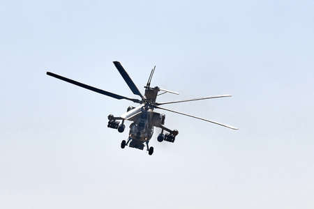 Mi-28 UB attack helicopter performing a demonstration flight. Mil Mi-28 (NATO reporting name Havoc) 07.03.2018, Rostov Region, Russiaのeditorial素材