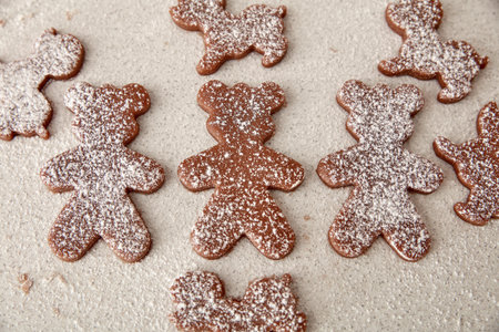 bake Christmas gingerbread cookies, cooking in the kitchen.の写真素材