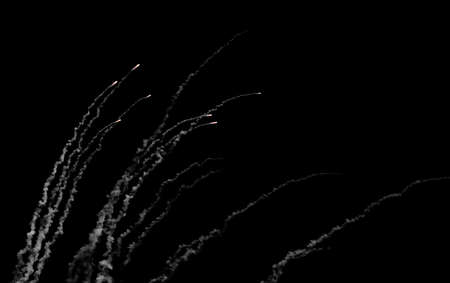 shooting of heat traps, on black background.の写真素材