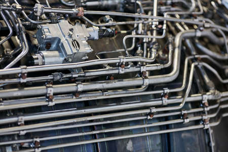 jet engine. airplane engine side view close up.の写真素材