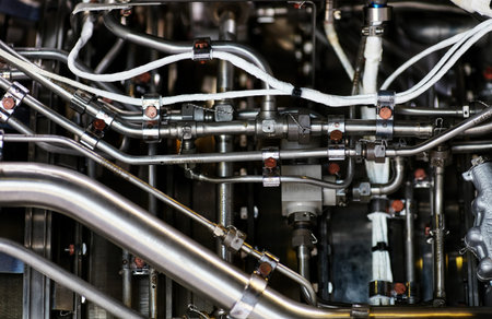 jet engine. airplane engine side view close up.