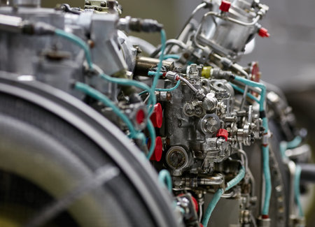 jet engine. airplane engine side view close up.