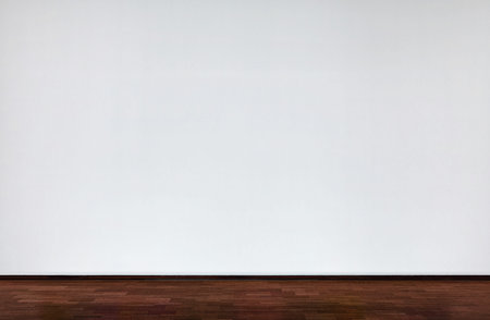 Empty white wall and wooden oak floor. place for pictures.