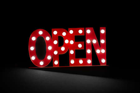 Open sign. business sign that says 'Come in We're Open'.の写真素材