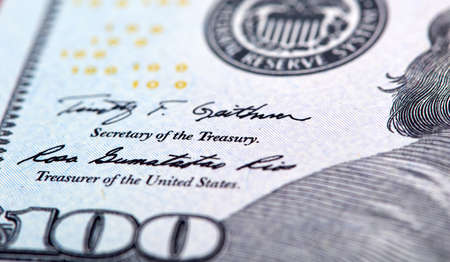 Dollars Closeup Concept. American Dollars Cash Money. One Hundred Dollar Banknotes.の写真素材