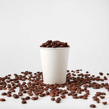 Coffee in paper Cup on white background.の写真素材