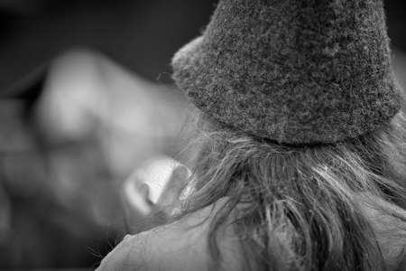 Man in the hat. old man with a beard. historical reconstruction, the peasant of the middle ages. Medieval battle (reconstruction)のeditorial素材