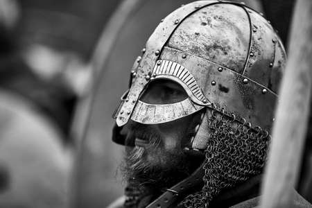 Warrior of medieval Europe. Medieval battle (reconstruction) Czech Republic, Libusin, 25 04 2015のeditorial素材