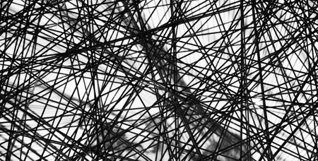 Black thread. Abstract black lines.の写真素材