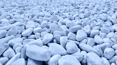 Blue pebbles stone background. Relaxation, meditation and calmness around us.の写真素材