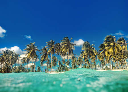Landscape over water surface, tropical island.の写真素材
