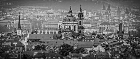 Houses with traditional red roofs in Prague. Old Town Square in the Czech Republic.の写真素材