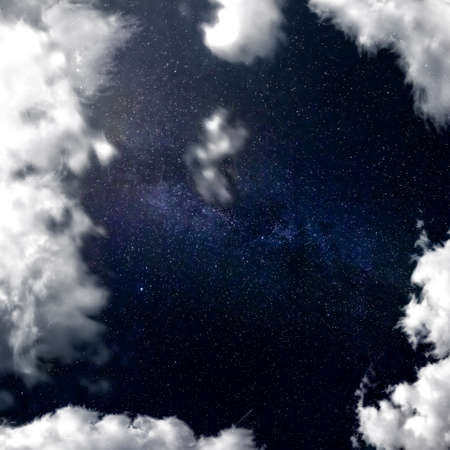 Night sky, clouds and starsの写真素材