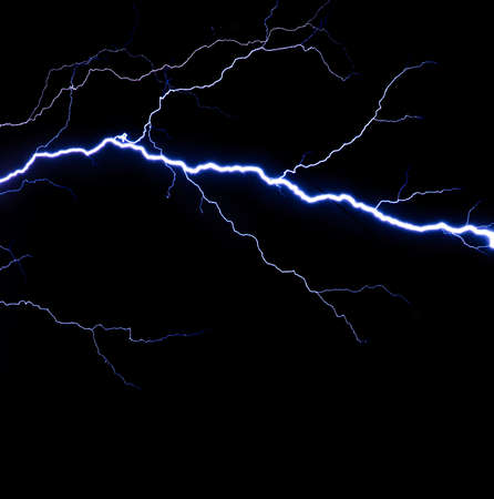 Lightning bolt on black backgroundの写真素材