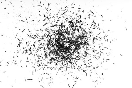 Crayon shavings on white background. pencil shavings background