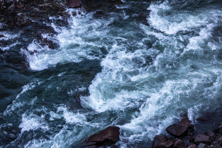 Mountain River, Rushing Water Flowing Texture, clear mountain stream, torrent in the river gorge