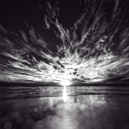 Beautiful sunset on the beachの写真素材