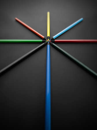 colored pencils, on black background, Shallow depth of fieldの写真素材