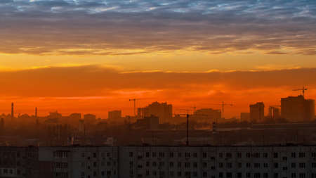 Sky over the city, cloudsの写真素材