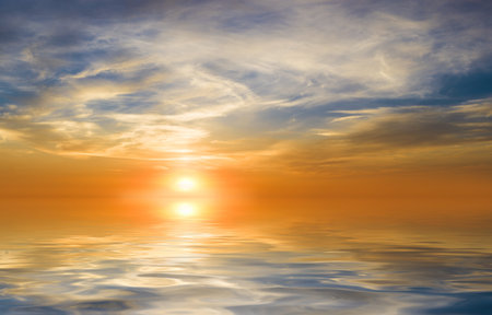 Beautiful sunset reflected in calm water