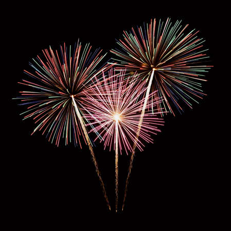 Beautiful colorful fireworks with night skyの写真素材