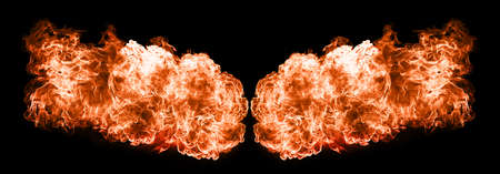 Fire flames, isolated on black backgroundの写真素材