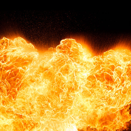 Fire flames, isolated on black background
