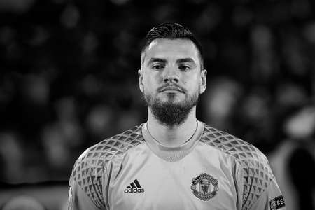 Sergio Romero GK in match 1 8 finals of the Europa League between FC Rostov and Manchester United, 09 March 2017 in Rostov-on-Don, Russia.のeditorial素材