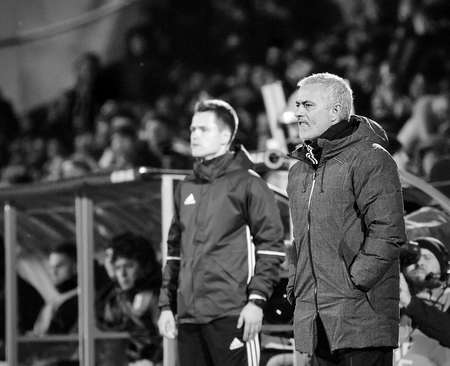Jose Mourinho, Game moments in match 1 8 finals of the Europa League between FC Rostov and Manchester United, 09 March 2017 in Rostov-on-Don, Russia.のeditorial素材