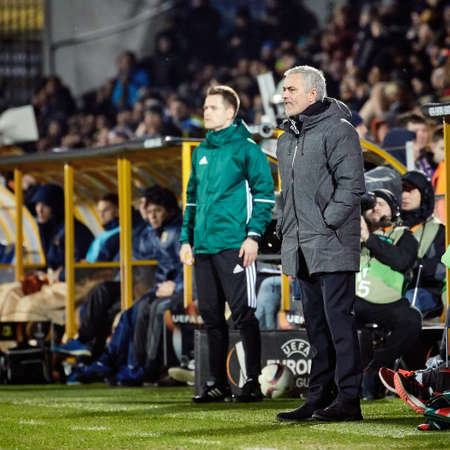 Jose Mourinho, Game moments in match 1 8 finals of the Europa League between FC Rostov and Manchester United, 09 March 2017 in Rostov-on-Don, Russia.のeditorial素材