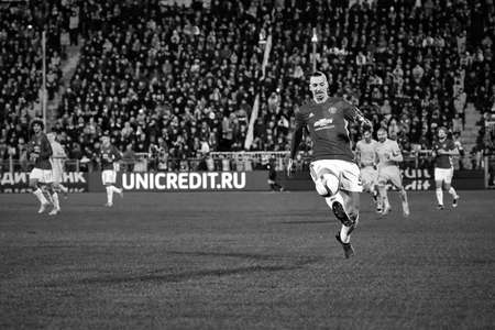 Zlatan Ibrahimovic (Feyenoord) Game moments in match 1 8 finals of the Europa League between FC Rostov and Manchester United, 09 March 2017 in Rostov-on-Don, Russia.のeditorial素材