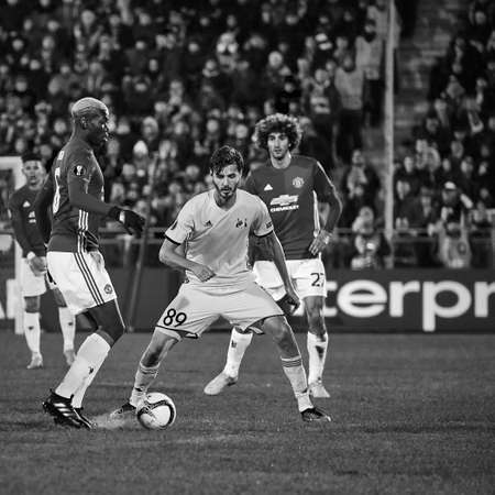 Paul Pogba, Game moments in match 1 8 finals of the Europa League between FC Rostov and Manchester United, 09 March 2017 in Rostov-on-Don, Russia.のeditorial素材