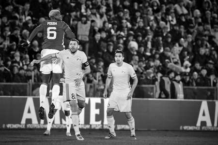 Paul Pogba, Game moments in match 1 8 finals of the Europa League between FC Rostov and Manchester United, 09 March 2017 in Rostov-on-Don, Russia.のeditorial素材
