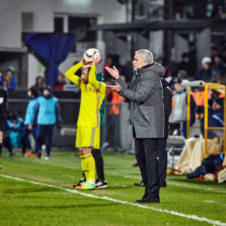 Jose Mourinho, Game moments in match 1 8 finals of the Europa League between FC Rostov and Manchester United, 09 March 2017 in Rostov-on-Don, Russia.のeditorial素材