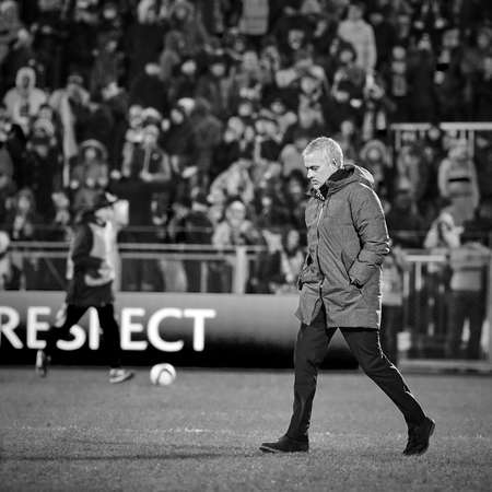 Jose Mourinho, Game moments in match 1 8 finals of the Europa League between FC Rostov and Manchester United, 09 March 2017 in Rostov-on-Don, Russia.のeditorial素材