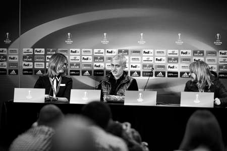 Jose Mourinho, coach of Manchester United at the pre-match press conference. Match between the FC Rostov and Manchester United 09 March 2017 in Rostov-on-Don, Russia.のeditorial素材