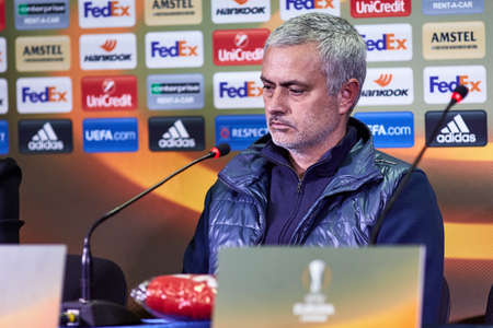 Jose Mourinho, coach of Manchester United at the pre-match press conference. Match between the FC Rostov and Manchester United 09 March 2017 in Rostov-on-Don, Russia.のeditorial素材