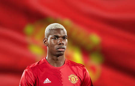 Paul Pogba before match 1 8 finals of the Europa League between FC Rostov and Manchester United, 09 March 2017 in Rostov-on-Don, Russia.のeditorial素材