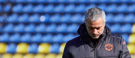 Jose Mourinho, coach of Manchester United on the pitch before the match 1 8 finals of the Europa League between FC Rostov and Manchester United, 08 March 2017 in Rostov-on-Don, Russia.のeditorial素材