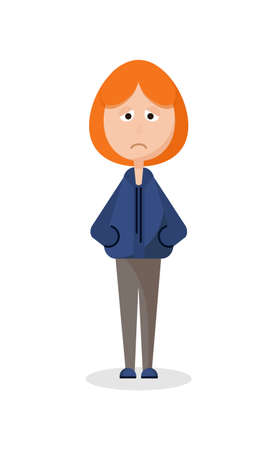 A sad girl standing alone vector illustrationのイラスト素材