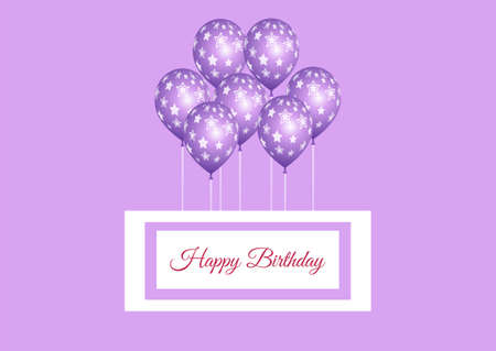 Greeting card with realistic glossy isolated balloons. Birthday, Greetings, Congratulations. Vector illustrationのイラスト素材